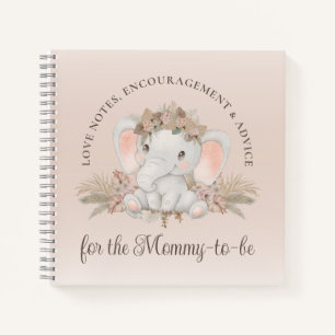 Modern Boho Olifant Genderneutraal Baby shower Notitieboek