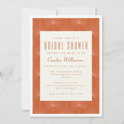 Modern Boho Palm Leaf Rust Botanisch Vrijgezellenf Kaart (Voorkant)