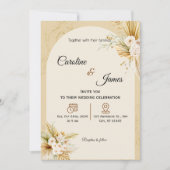Modern Boho Pampas Grass Arch Wedding Invitation (Devant)
