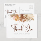 Modern Boho Pampas Grass Wedding Bedankt Postcar Briefkaart (Voorkant / Achterkant)