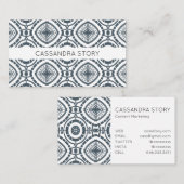 Modern Boho Pattern Denim Blue Visitekaartje (Voorkant / Achterkant)