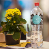 Modern Boho Pattern Green Wedding Waterfles Etiket