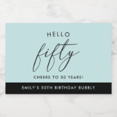 Modern Boho persoonlijke 50e verjaardag Sparkling Wijnetiket (Enkel label)