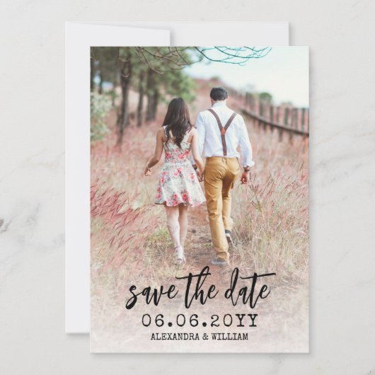 Modern Boho Photo QR Sjabloon Save the Date Kaart (Voorkant)