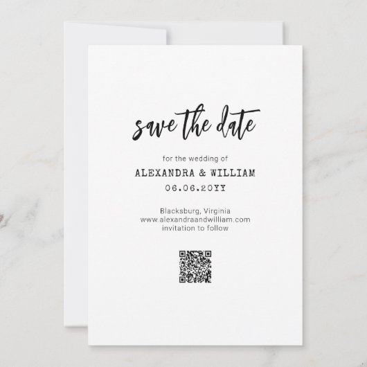 Modern Boho Photo QR Sjabloon Save the Date Kaart (Achterkant)