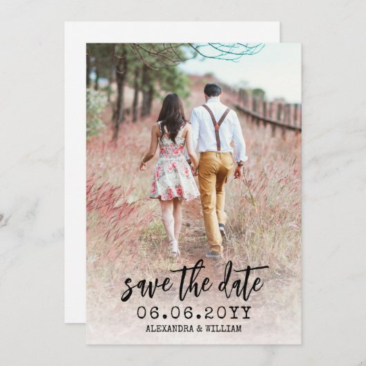 Modern Boho Photo QR Sjabloon Save the Date Kaart (Voorkant / Achterkant)