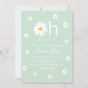 Modern Boho Pink Daisy Floral Baby Girl Shower Kaart
