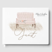 Modern Boho Pink Elegant Floral Wedding Guest Book Gastenboek (Voorkant)