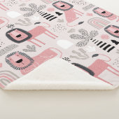 Modern Boho Pink Lions Rainbows Sherpa Blanket Deken (3/4)