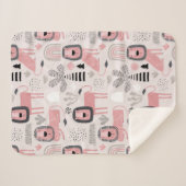 Modern Boho Pink Lions Rainbows Sherpa Blanket Deken (Voorkant (horizontaal))