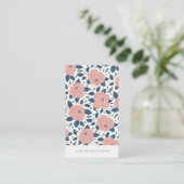Modern Boho Pink Navy Blue Botanical Flowers Visitekaartje (Staand voorkant)