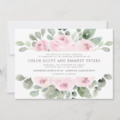Modern Boho Pink Rose Floral Wedding Kaart (Voorkant)