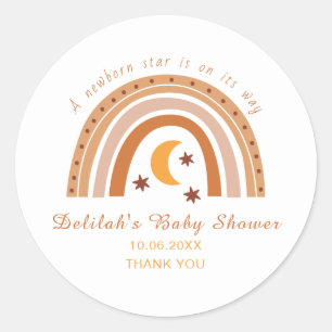 Modern Boho Rainbow Baby shower Dank u wel Ronde Sticker