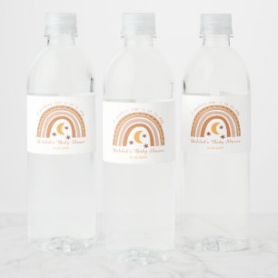 Modern Boho Rainbow Baby shower Thema Waterfles Etiket