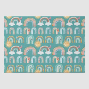 Modern Boho Rainbow Blauwgroen Terracotta Mustard Tissuepapier