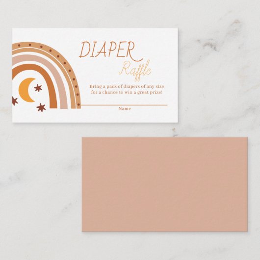 Modern Boho Rainbow Diaper Raffle Informatiekaartje (Voorkant / Achterkant)