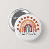 Modern Boho Rainbow & Heart Name Ronde Button 5,7 Cm (Voorkant /achterkant)
