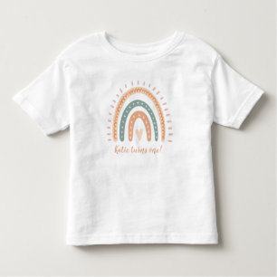 Modern Boho Rainbow Pastel Fiesta 1ste verjaardag Kinder Shirts