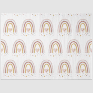 Modern BOHO Rainbow Stars Dusty Pink Mustard Girl Tissuepapier