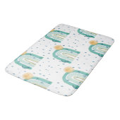 Modern Boho Rainbow Sun Moon Blauwgroen Blue Navy Badmat (Gekanteld)