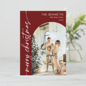 Modern Boho rood jaar in de Review Kerstfoto Feestdagenkaart (Staand voorkant)