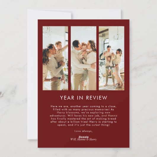 Modern Boho rood jaar in de Review Kerstfoto Feestdagenkaart (Achterkant)