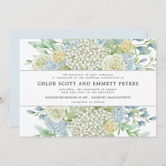 Modern Boho Roos Hydrangea Floral Wedding Kaart (Voorkant / Achterkant)