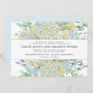 Modern Boho Roos Hydrangea Floral Wedding Kaart