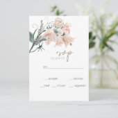 Modern Boho Roze Elegante Bloemenbruiloft RSVP Kaa Kaartje (Staand voorkant)