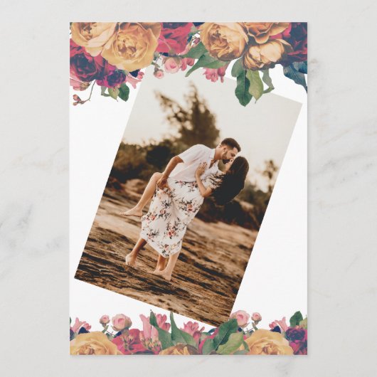 Modern Boho  Rozen Editable Foto Save The Date (Achterkant)