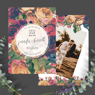 Modern Boho  Rozen Editable Foto Save The Date