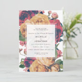 Modern Boho Rozen Wedding Kaart (Staand voorkant)