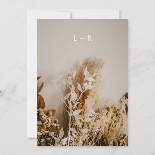 Modern Boho Rustic Dried Flowers Kaart (Achterkant)