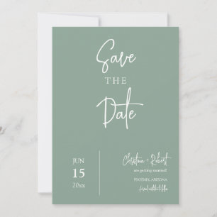 Modern Boho Sage Green Verloving Save the Date Kaart