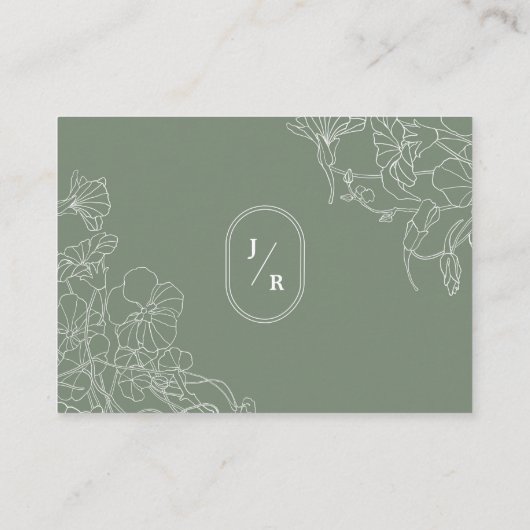 Modern Boho Sage Green Wedding Details QR Code Informatiekaartje (Achterkant)