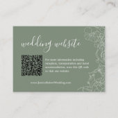 Modern Boho Sage Green Wedding Details QR Code Informatiekaartje (Voorkant)