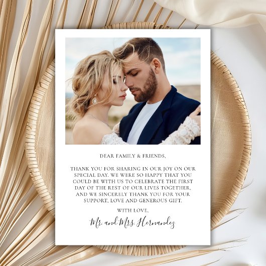 Modern Boho Script 2 foto bruiloft dank u kaart