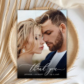 Modern Boho Script 2 foto bruiloft dank u kaart