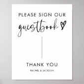 Modern Boho Script Bruiloft Gastenboek Sign Poster (Voorkant)