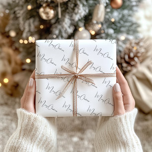 Modern Boho  Script Tekst Kerst Inpakpapier Vel