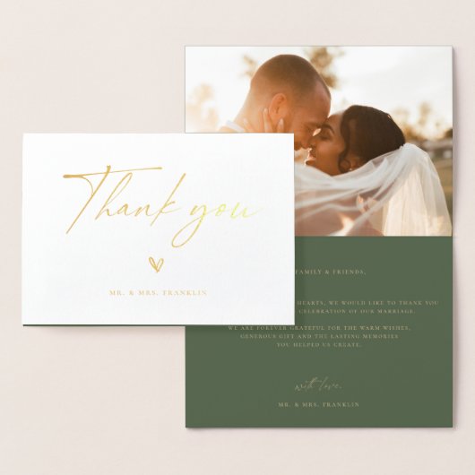 Modern Boho Script trouwfoto dank u Folie ca Kaarten (Display)