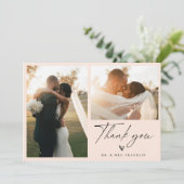 Modern Boho Script Weduwfoto Hartelijk dank Bedankkaart (Staand voorkant)