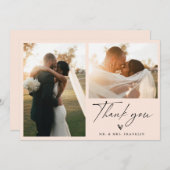 Modern Boho Script Weduwfoto Hartelijk dank Bedankkaart (Voorkant / Achterkant)