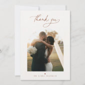 Modern Boho Script Weduwfoto Hartelijk dank Bedankkaart (Voorkant)