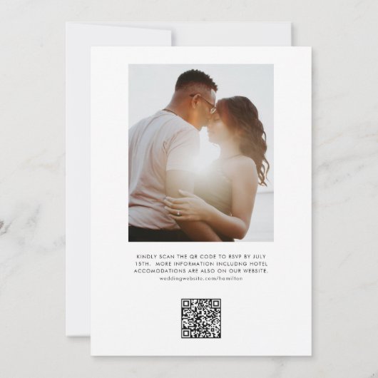 Modern Boho Script Wij doen QR Code Bruiloft Kaart (Achterkant)