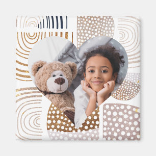 Modern Boho Shapes Heart Foto Magneet