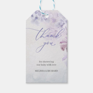 Modern boho Spring dusty paars lila Baby shower Cadeaulabel