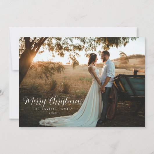 Modern Boho Stylish Green-kerstfeestfoto Feestdagenkaart (Voorkant)