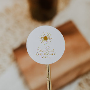 Modern Boho Sunshine Baby shower dank u Ronde Sticker