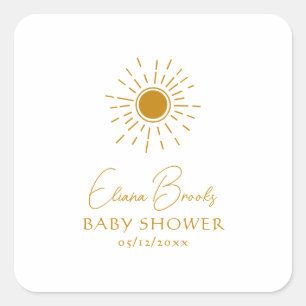 Modern Boho Sunshine Baby shower dank u Vierkante Sticker